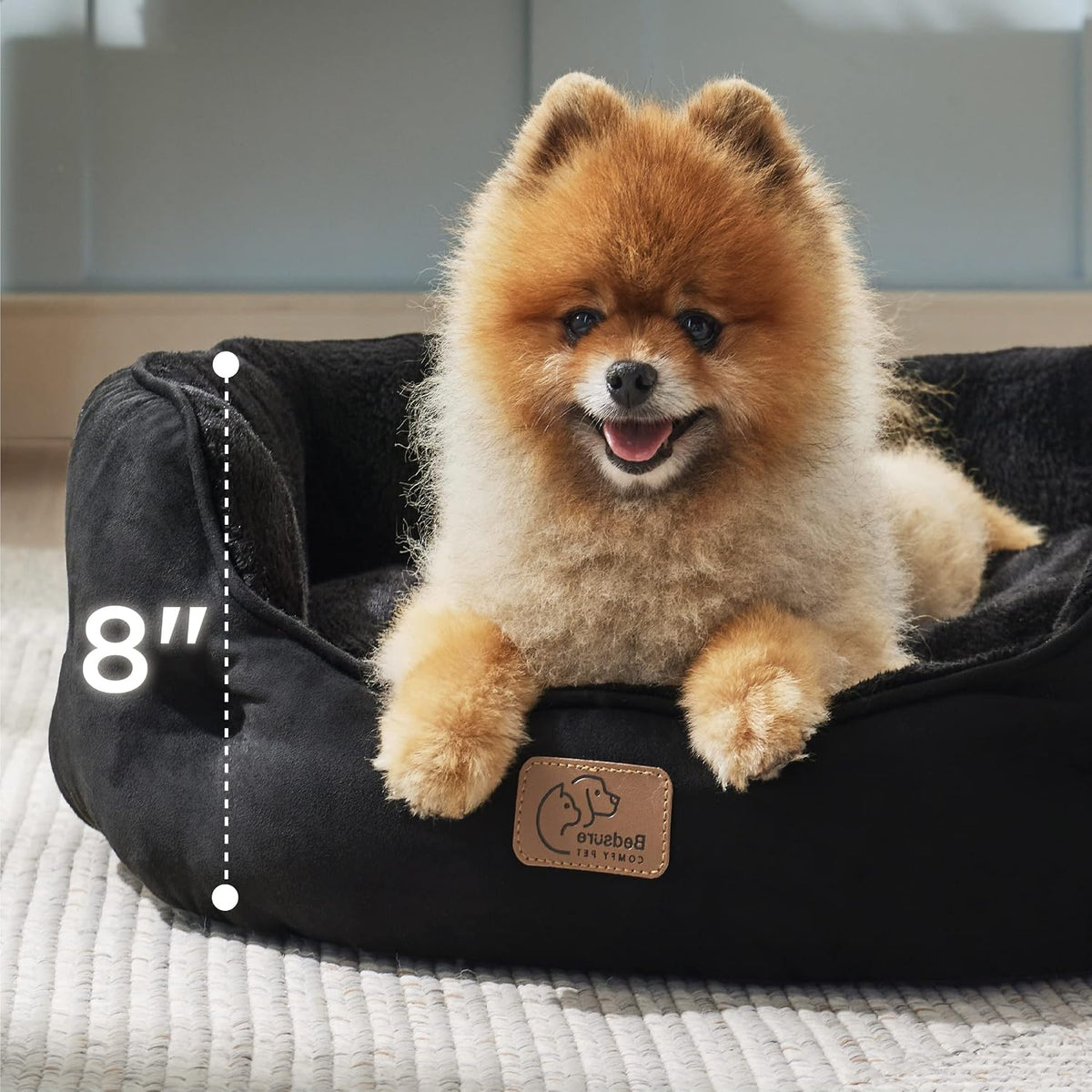 Bedsure Small Dog Bed Washable, Round Cat Beds for Indoor Cats - 25"L x 21"W x 8"Th / Black - image 3