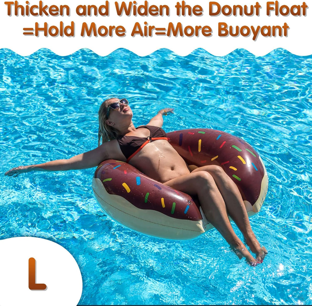 DMAR Donut Pool Float, Donut Tube & Ring for Beach & Pool - 41in Chocolate Brown - image 3
