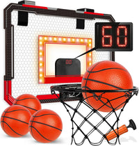 TOY Life Basketball Hoop Over The Door Basketball Hoop – Fun for Kids & Family - Black-Score-LED