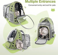 Cat Backpack Carrier, Breathable Cat Carrier Large Space Bubble Pet Backpack for Kitty Small Dog up - Square Expandable- Green - image 3