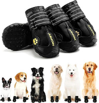 Hcpet Dog Shoes, Dog Boots for Small Dogs, Waterproof Medium Dog Booties Paw Protector for Summer Hot Pavement, Winter Snowy Day, Outdoor Walking, Indoor Hardfloors Anti Slip Sole Black Size 4