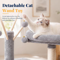 Hey-brother Cat Tree Tower with Padded Platform Bed, Hammock - 53 Inch / Light Gray - image 3