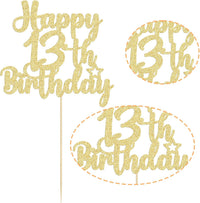 Gyufise 1Pc Happy 80th Birthday Cake Topper Glitter Cheers to 80 - 13th / Gold - image 3