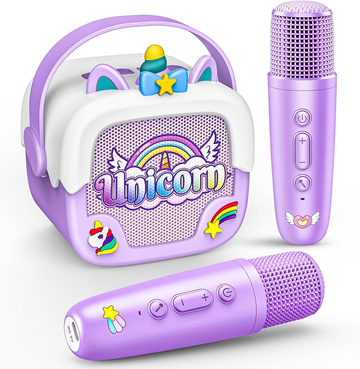 Mini Karaoke Microphones for Kids Girls: Unicorn Portable Bluetooth - Purple