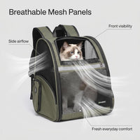 Cat Backpack Carrier for Small Dogs and Medium cat Puppy Kitten Bunny - DarkGreen / 12.9"L x 10.6"W x 15.5"H - image 3