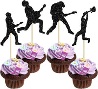 Gyufise 24Pcs Dance King Cupcake Toppers Glitter Jazz Dancers Happy - Dark Black
