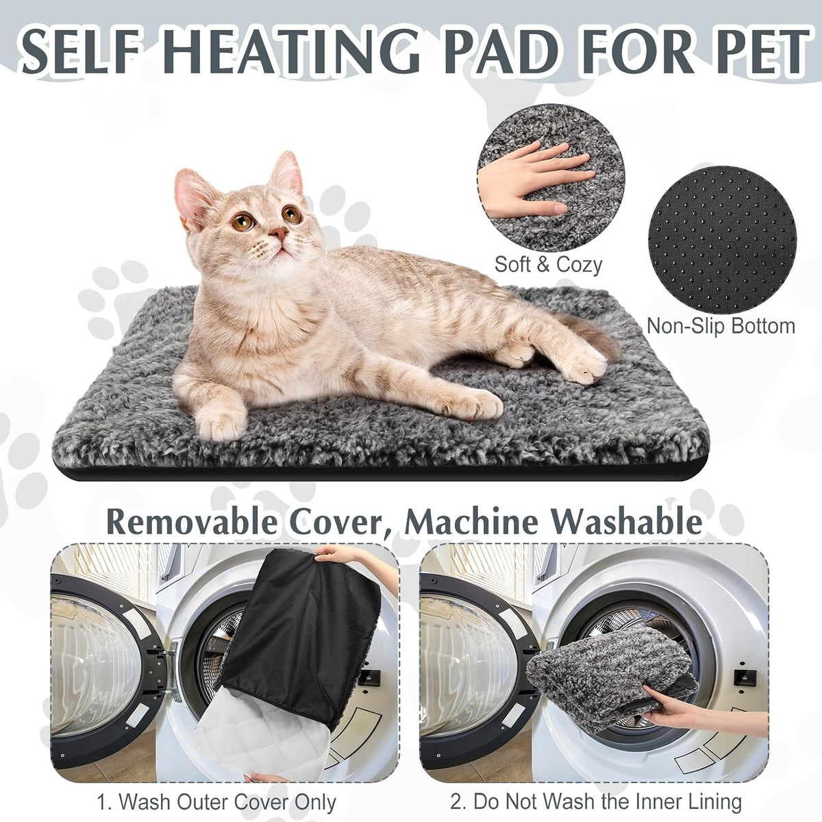 Drydiet 4 Pack Self Warming Cat Mat for Pets - 18 x 24 Inch / Gray / Solid - image 3