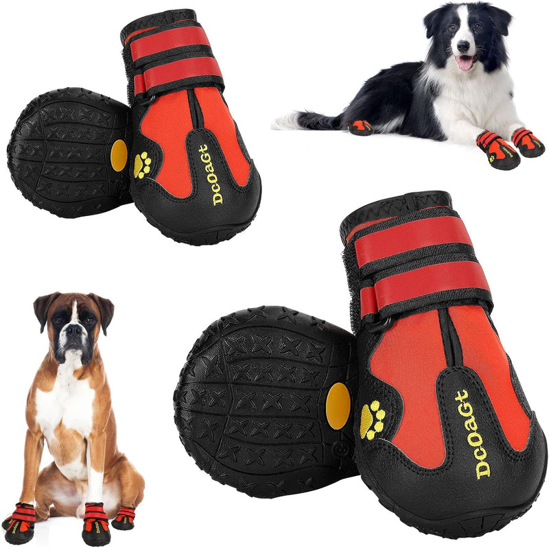 DcOaGt Dog Shoes Large Size Dogs XXL - Red / Size 5:for paw width 2.4-2.6 inches (Pack of 4)