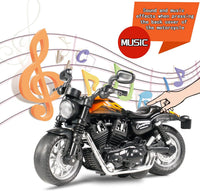 CYYSFIVQZ black 1:14 die cast pull back toy motorcycle with lights and sounds - view 11