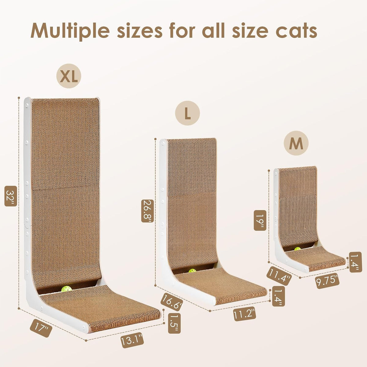 EHEYCIGA Cardboard Cat Scratcher for Indoor Cats - White / 11.4x9.75x19 - image 3