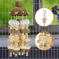 KATUMO Bird Toy, Large Parrot Natural Wooden Blocks Chewing Toy Suits for African Grey Cockatoos - Plastic ball - image 4