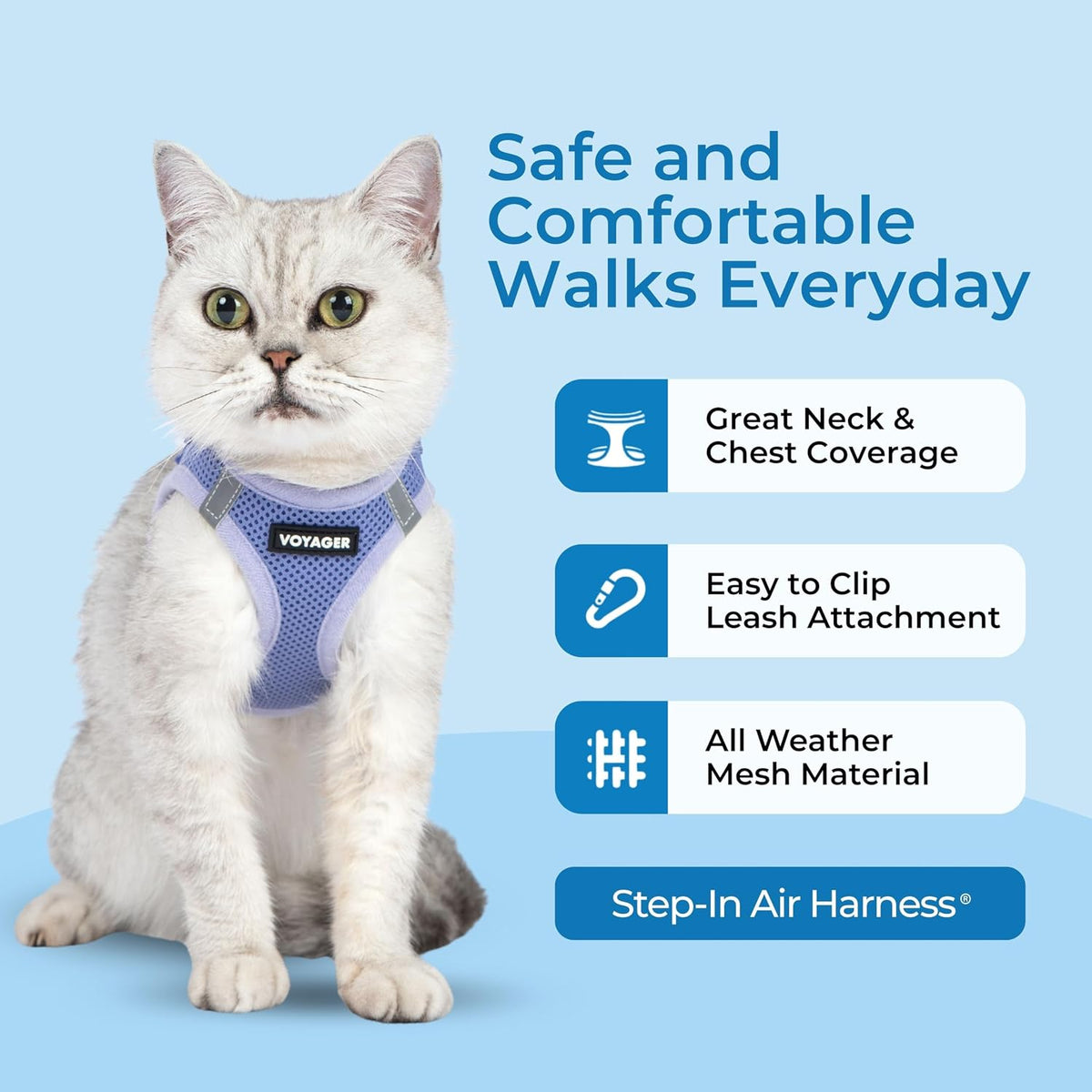 Voyager Step-in Air Cat Harness & Leash Set, XS - Lavender / M (Chest: 15 - 17") - image 2