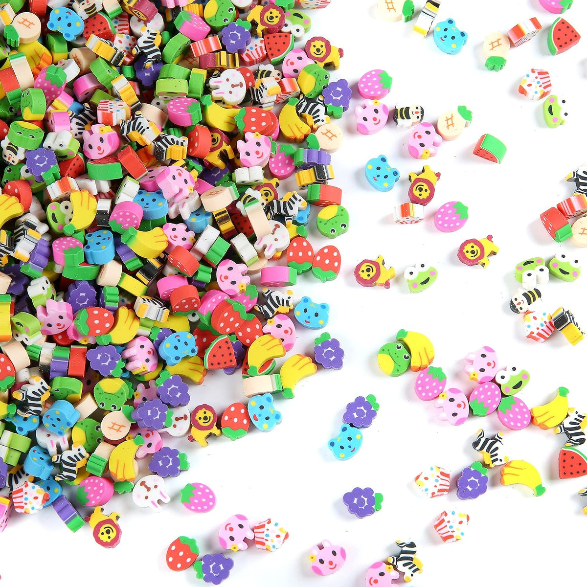 300 Pieces Mini Animal Fruit Erasers for Kids Bulk - 300 PCS - image 2