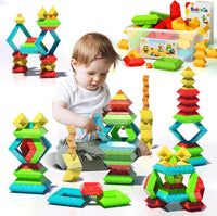 Ggiibro sorting stacking toys, 40 colorful pyramid blocks with storage box