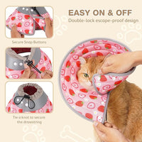 Avont Cat Cone Collar Soft to Stop Licking, Adjustable Foldable Lightweight Kitten Recovery Collar After Surgery for Small Dogs, Elizabeth Cone of Shame Alternative -Strawberry(M)