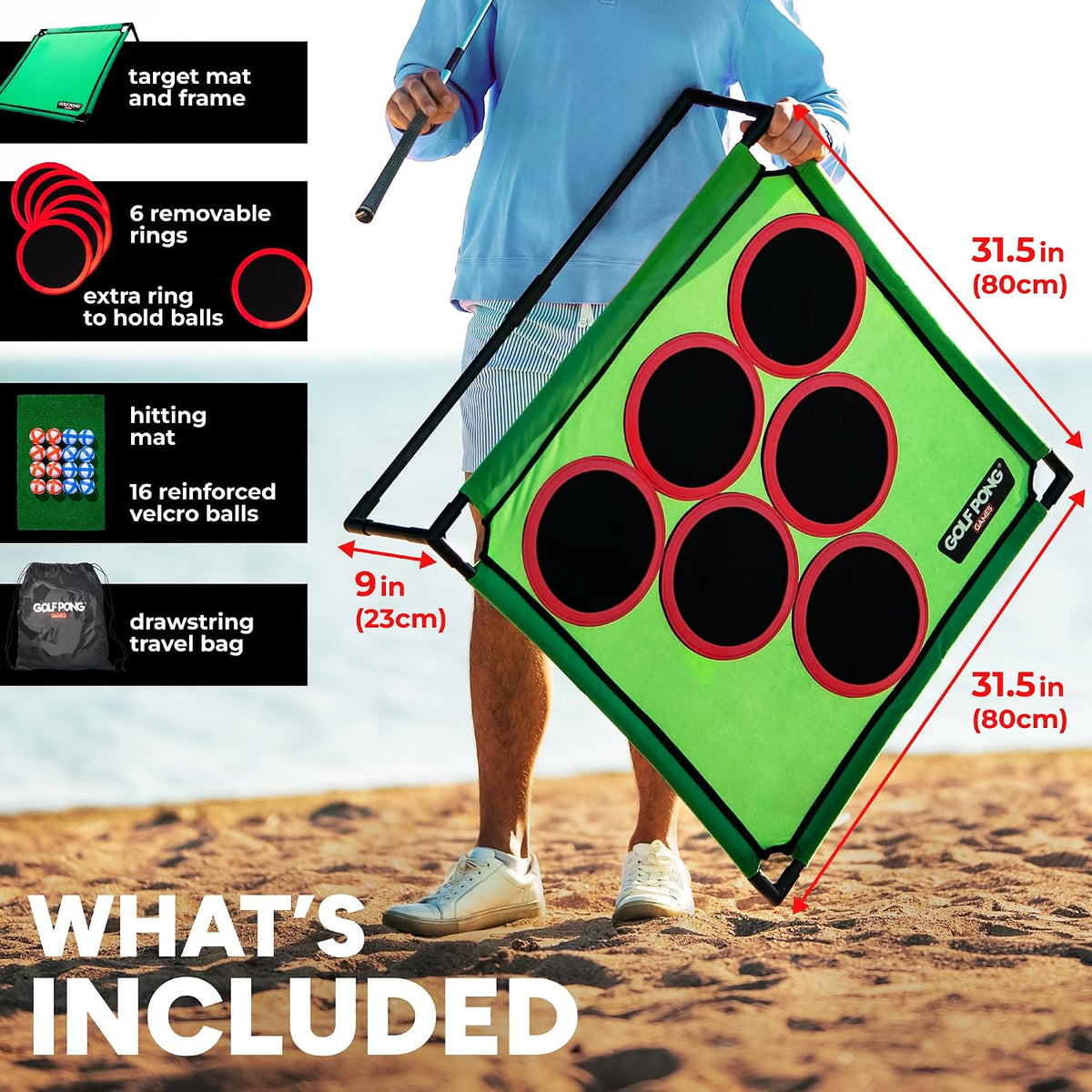 Golf Pong Chipping Game for Men & Women, 1 Board – Fun for Kids & Family - 1x Board (No Club) - image 4