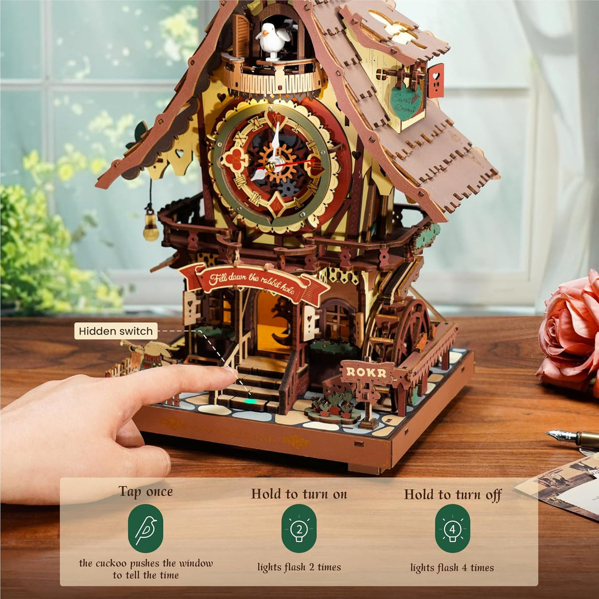 ROKR 3D Wooden Puzzles for Adults, Cuckoo Clock Model Kit - image 4