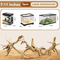Natural Aquarium Driftwood for Fish Tank Reptile Terrariums Decor – Essentials for Fish - Spiderwood 7 to 11 Inch (Pack of 3) - image 2