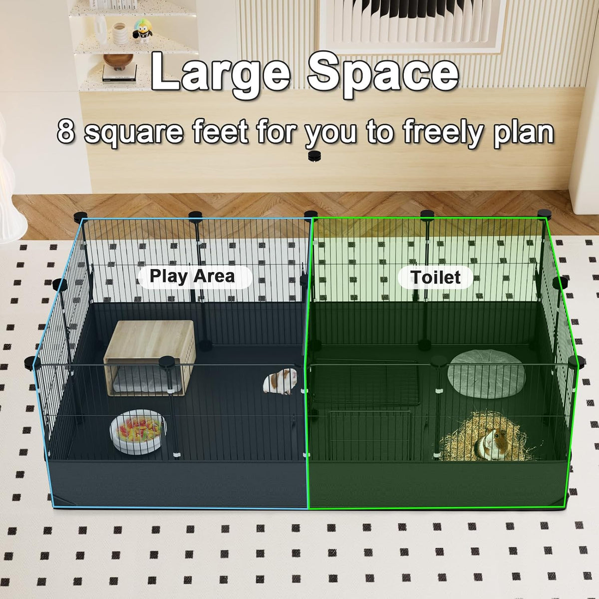 Guinea Pig Cage with Top Cover & 12 Panels - 14 Panels / Black - image 3