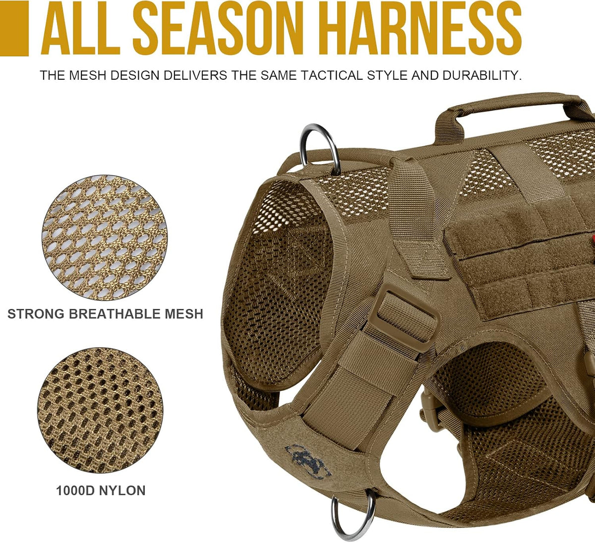 OneTigris No Pull Tactical Dog Harness for Medium Dogs - Brown / XL - image 2