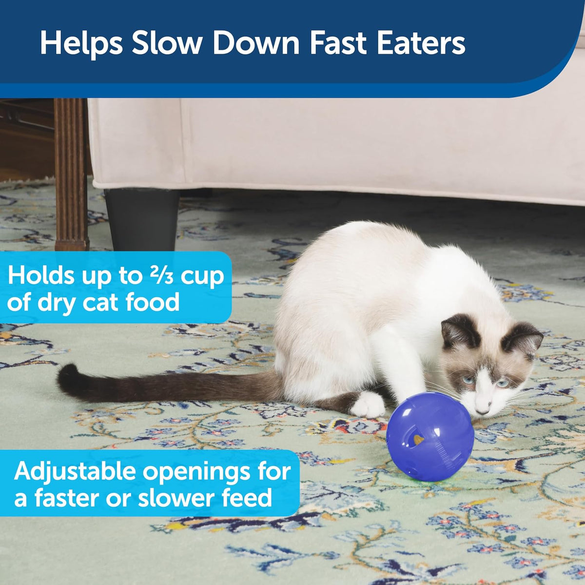 PetSafe Slimcat Feeder Ball Cat Toy - Blue / 1 Count (Pack of 1) - image 2