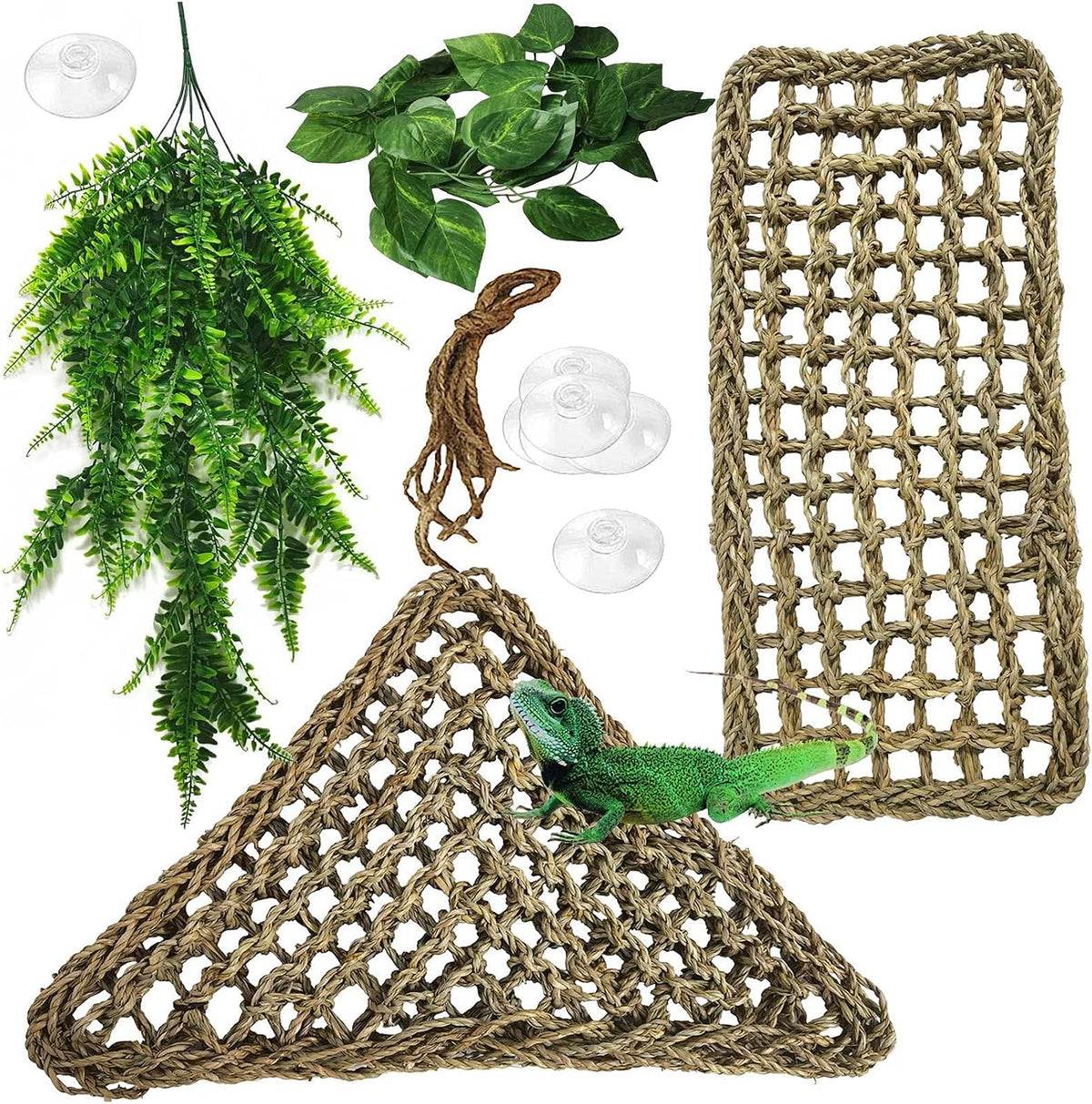 Bearded Dragon Hammock Reptile Lounger Reptiles Plants Hanging Fake
