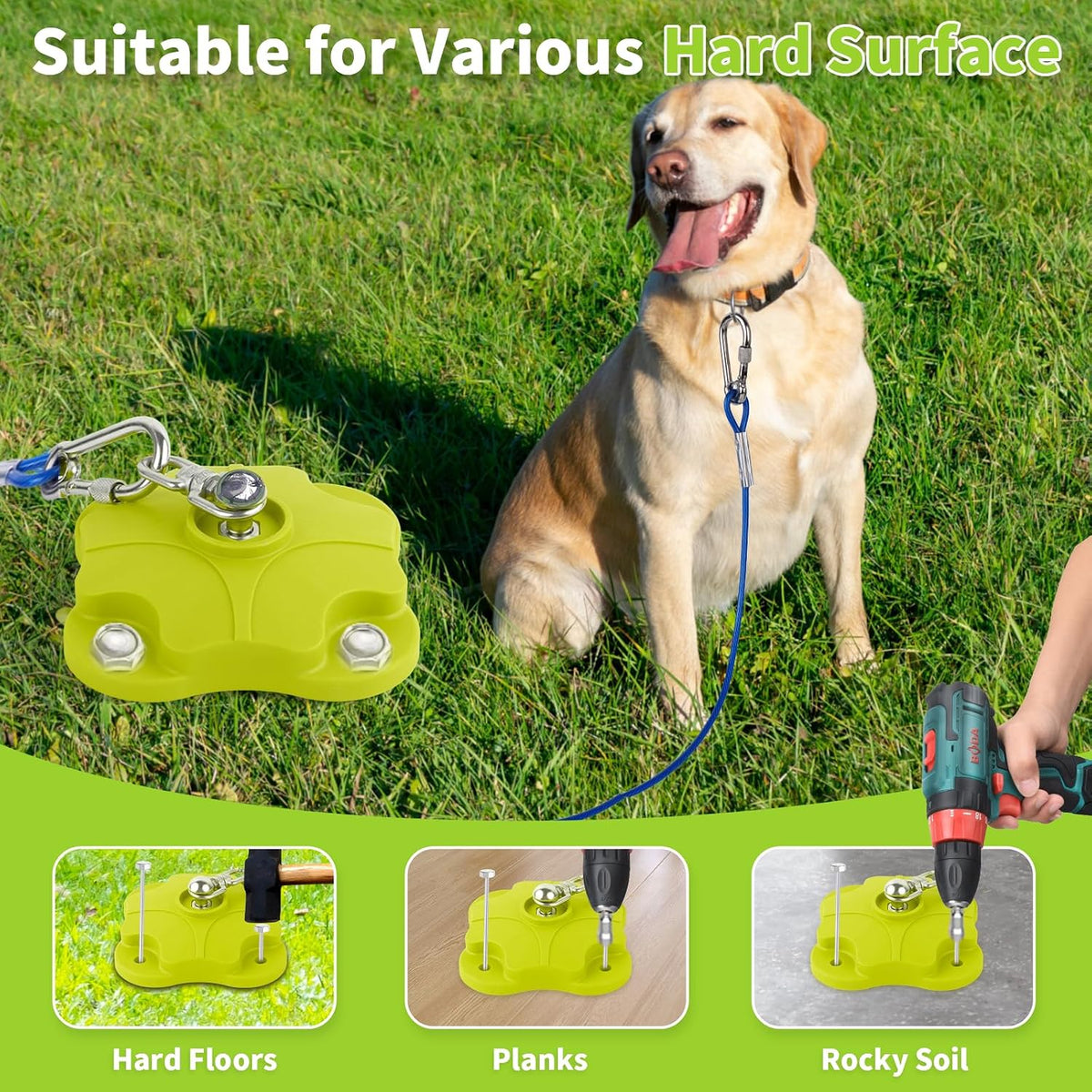 Heavy Duty Dog Tie Out Stake with 2x20FT Cables for Outdoor - Dog Stake+No Cable/200lbs - image 4