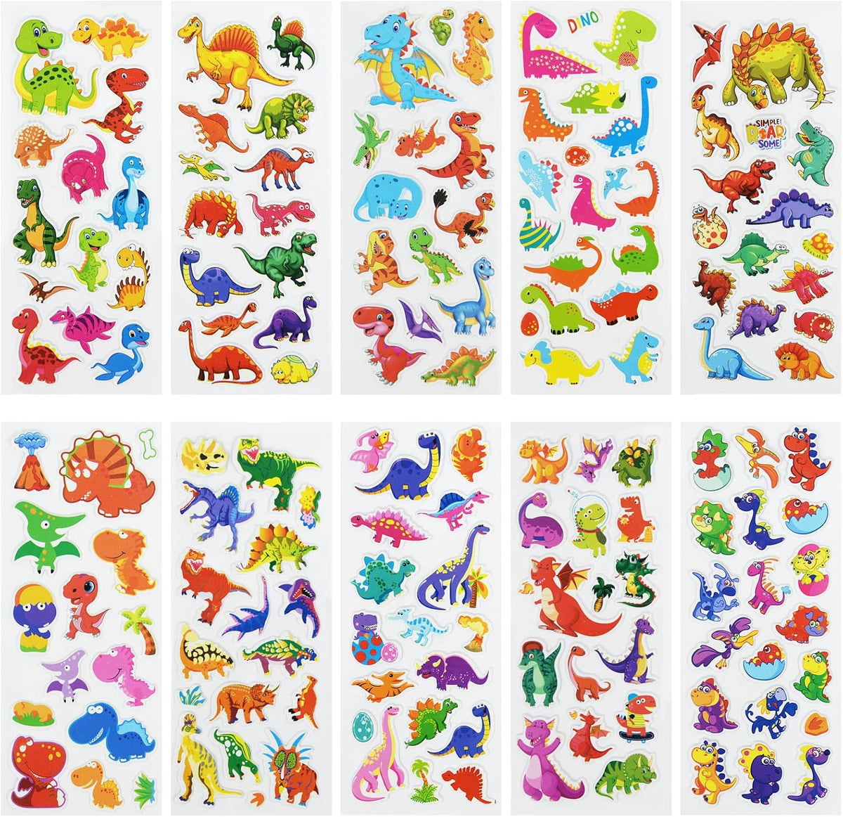 24 Sheets 3D Puffy Stickers for Toddlers Kids Boys Girls – Fun for Kids & Family - Cartoon Dinosaur - image 2