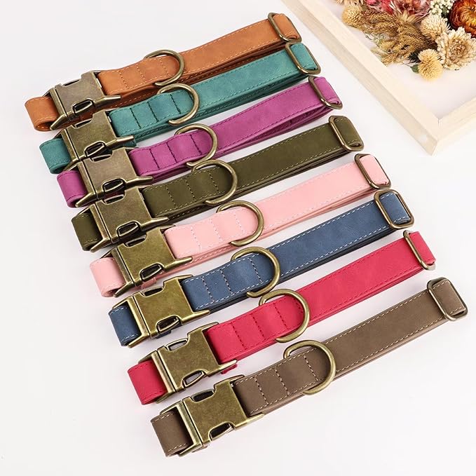 Didog Soft PU Leather Dog Collar, Stylish Quick Released Dog Collars for Large Dogs, Easy Clean Adjustable Pet Collar for Daily Walking, Light Brown, XL Fit 17-27" Neck