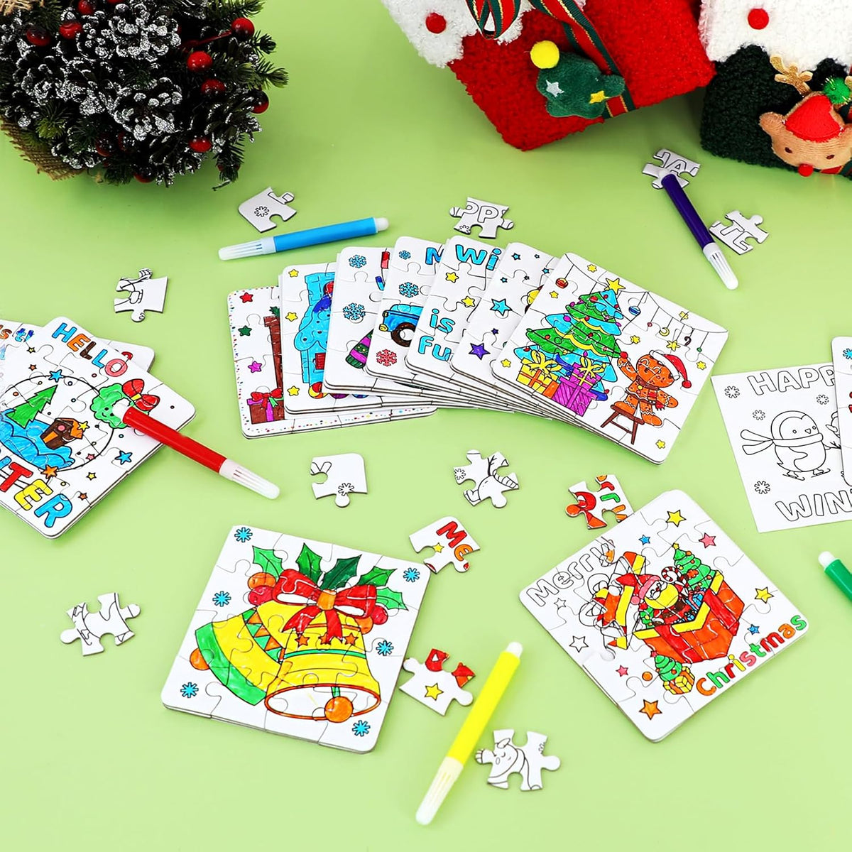 MUOUAKATE Christian Halloween crafts for kids, 24 blank coloring puzzle sets - view 21
