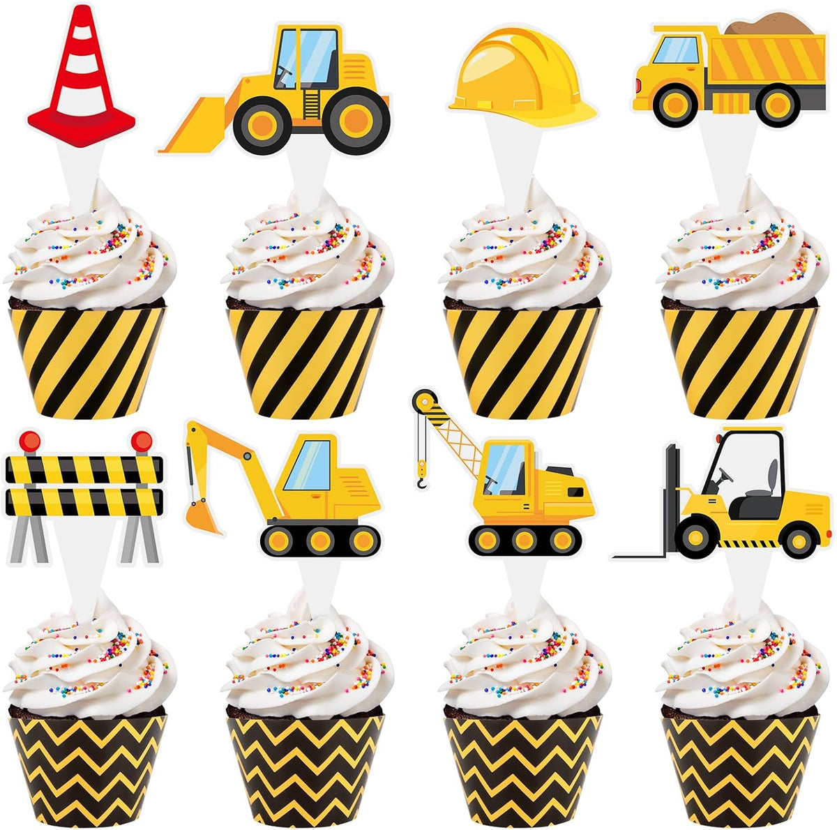Hooqict carnival circus cupcake toppers and wrappers set, 48 pieces - view 2