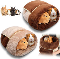 2 Pcs Guinea Pig Fleece Hideouts, Blue, Khaki, Star – Daily Care for Small Pets - Dark Brown, Light Coffee / Solid