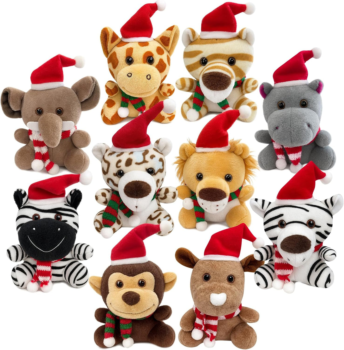 12 Pack Small Stuffed Animals Bulk - Christmas 10 pcs