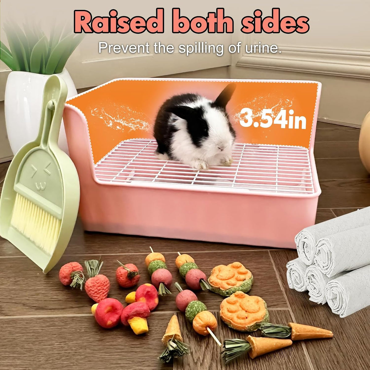 Large Rabbit Litter Box Bunny Potty Training Corner Litter Pan Comes - Pink - image 3