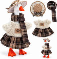 7inch Desk Goose Outfits, Mini Desktop Goose Clothes with Sunglasses & Necklaces, Brown Leopard - Cozy Winter Plaid / 7 Inch