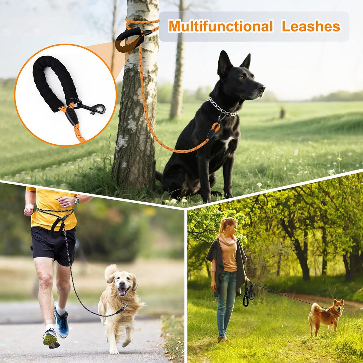 Long Leash for Dog Training 6FT/ 10FT/ 15FT/ 30FT/ 50FT/ 100FT - Orange / 15FT* 1/3" - image 4