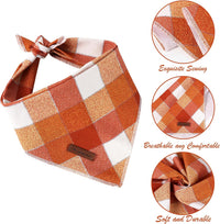 MR. CHUBBYFACE Fall Orange Plaid Dog Bandanas Reversible Triangle - C:Red Plaid / L - image 2