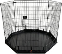 Puppy Playpen with Bottom Pad and Door, 8 Panels 24" H - Black / Large Pen: 42-Inch High / Playpen+Bottom