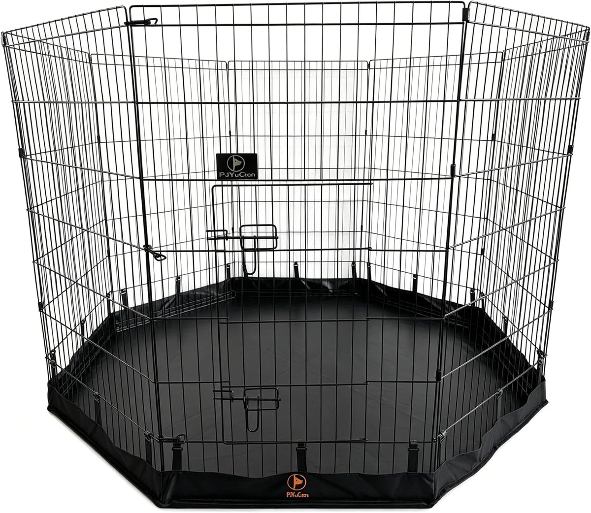 Puppy Playpen with Bottom Pad and Door, 8 Panels 24" H - Black / Large Pen: 42-Inch High / Playpen+Bottom