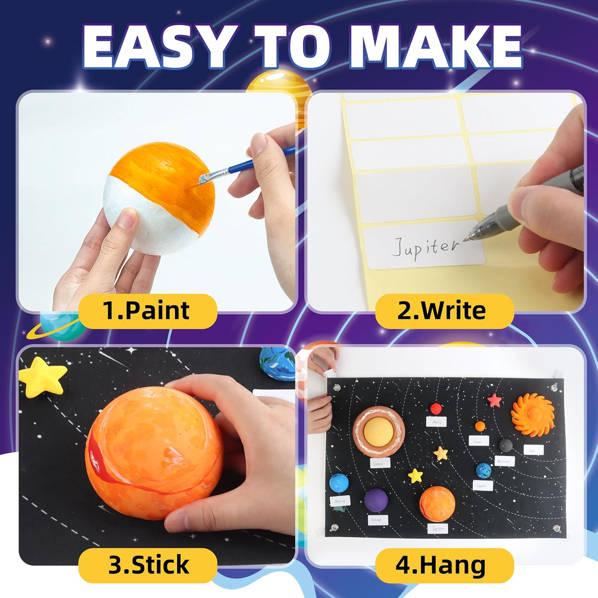 wookidel 64 PCS Solar System Project Kit, Solar System for Kids – Fun for Kids & Family - Solar System Kit With Felt - image 3