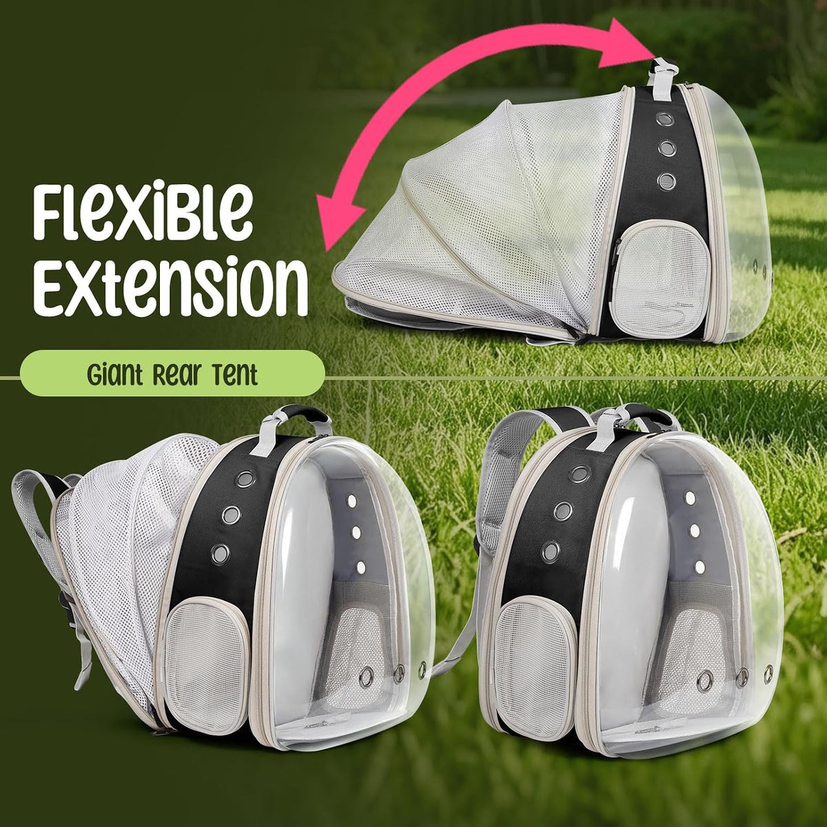 Cat carrier backpack with clear bubble front and expandable back panel - view 4