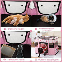 Foldable Pet Cat Playpen, Indoor Cat cage Crates S - Pink / Small（27.6"L x 21.7"W x 17.7"H） - image 3