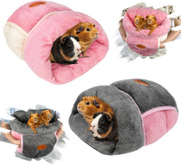 YUEPET Guinea Pig Bed Cuddle Cave, Warm Fleece Hideout - 2PCS(Grey+Pink) / 2PCS