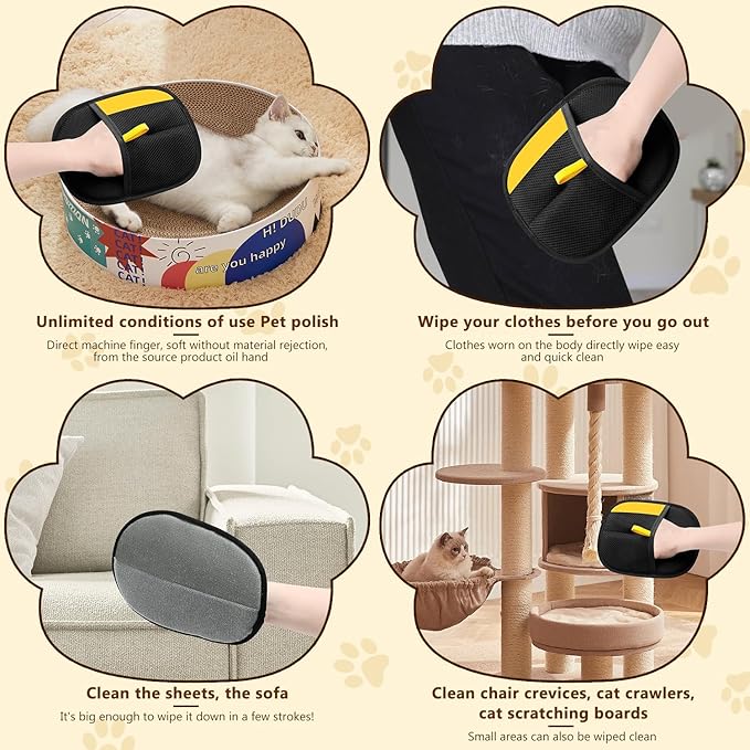 Pet Hair Removal Gloves, Pet Hair Remover Electrostatic Gloves for Cats & Dogs, Washable and Reusable Cat Hair Remover for Cat Beds, Bed Sheets, Sofas, Clothes, Carpets, Curtains (2pcs)
