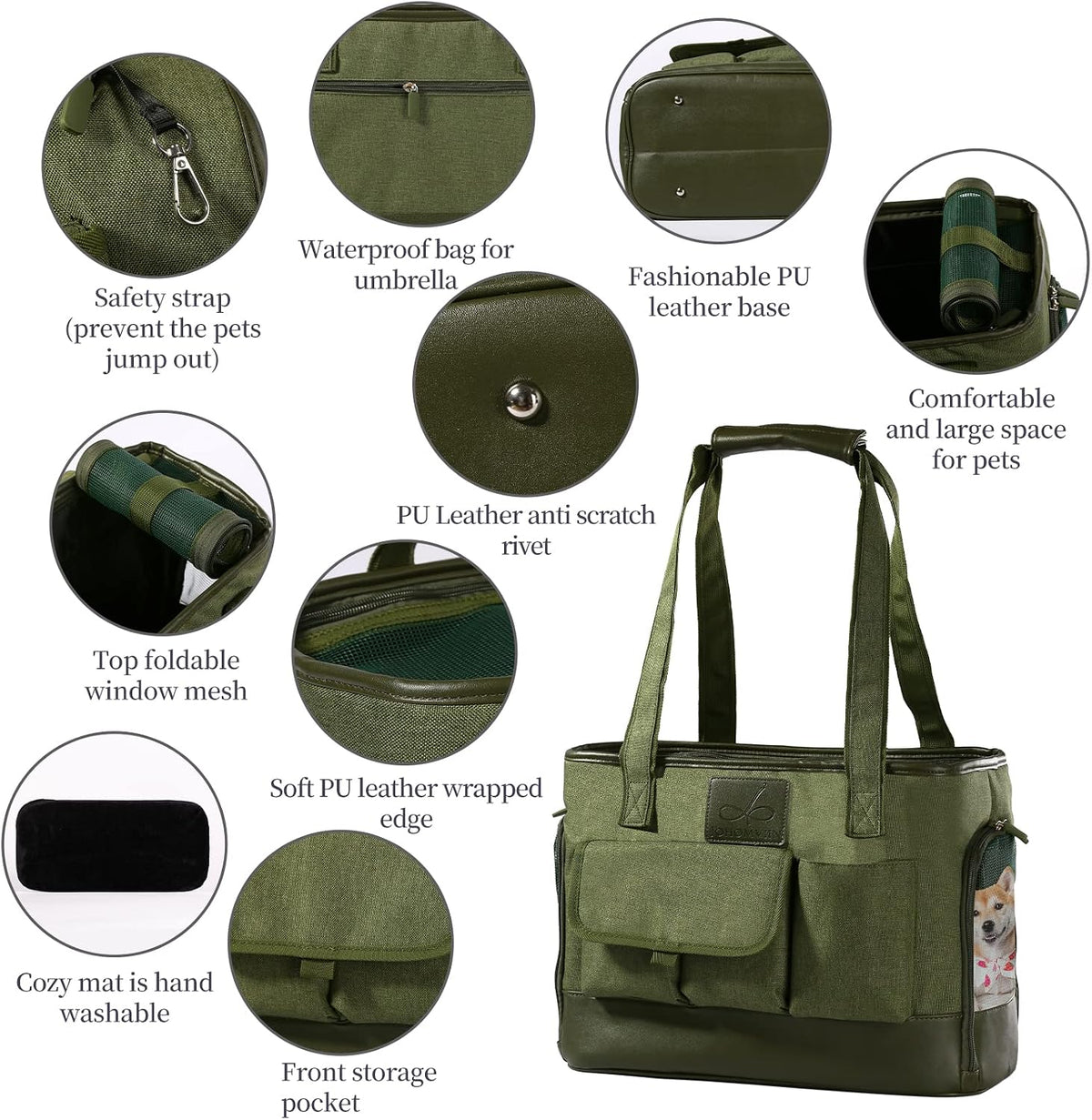 Cat Carrier, Dog Carrier, Pet Carrier - Green - image 4