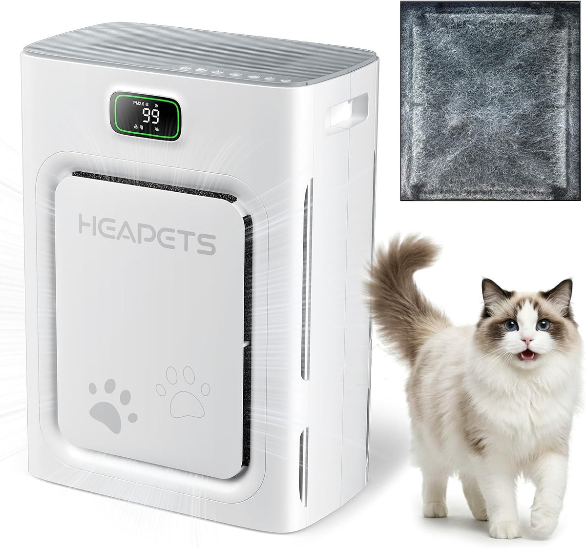 Pet Air Purifier for Home Large Room 2500 Sq Ft - White&Grey