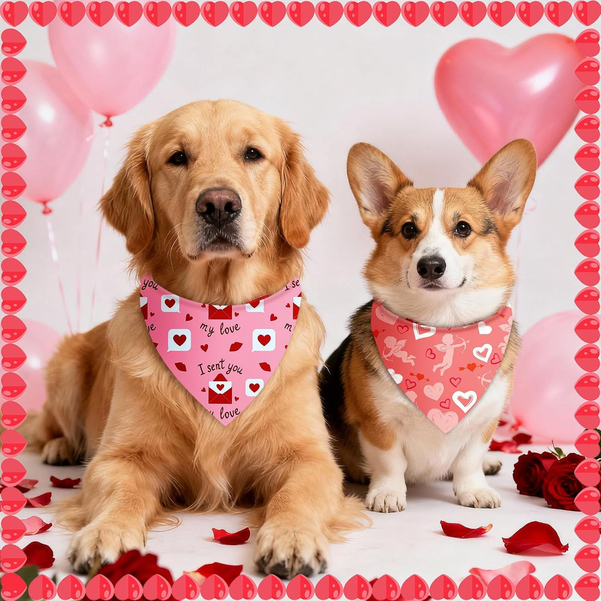 Abbylike 50 Pcs Halloween Dog Bandanas Bulk - Valentines / 25.6 x 17.7 x 17.7" - image 2