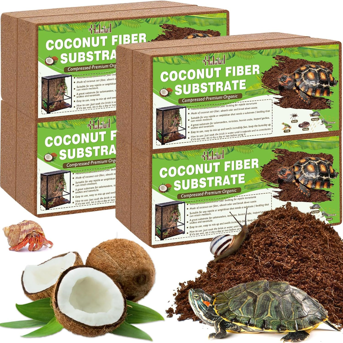 2 Pack Compressed Coconut Fiber Substrate for Reptiles – Daily Care for Reptiles And Amphibians - 8 pack