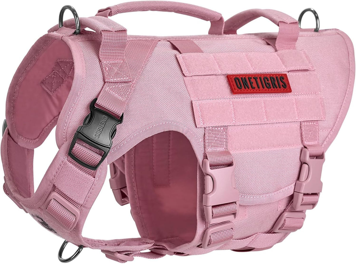 OneTigris Large Tactical Dog Harness No Pull Handle XL Black – Essentials for Dogs - Medium / Pink