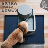 Dog Food Mat - Raised Edges Dogs Mat for Food and Water Prevent Spill, Waterproof Cat Food Mats - 32"L x 24"W / Navy - image 4